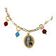 Bracciale Amen ottone dorato grani angelite celeste diaspro rosso medaglia Madonna Lourdes s3