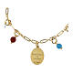 Bracciale Amen ottone dorato grani angelite celeste diaspro rosso medaglia Madonna Lourdes s5