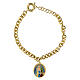 Pulsera de latón dorado eslabones gruesos medalla Amen Virgen de Lourdes s1