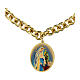 Pulsera de latón dorado eslabones gruesos medalla Amen Virgen de Lourdes s3