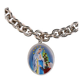 Bracciale medaglia Amen Madonna di Lourdes in ottone rodiato maglie spesse