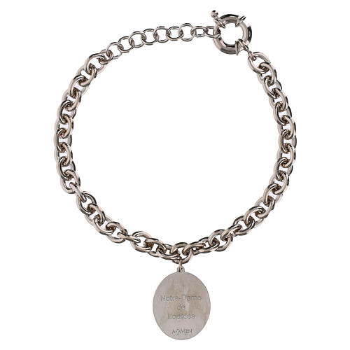 Bracciale medaglia Amen Madonna di Lourdes in ottone rodiato maglie spesse 3