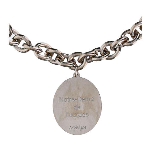 Bracciale medaglia Amen Madonna di Lourdes in ottone rodiato maglie spesse 4
