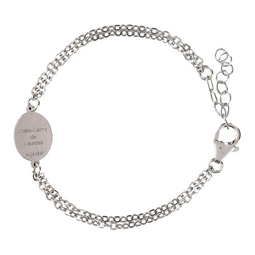 Doppelkettchenarmband Madonna von Lourdes aus rhodiniertem Messing mit Medaille Amen 3
