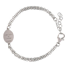 Amen double chain bracelet in rhodium-plated brass with Our Lady of Lourdes medal