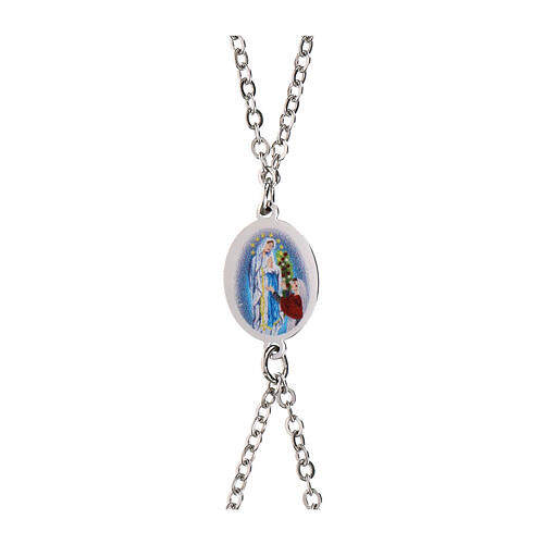 Bracelet double chaîne Notre-Dame de Lourdes en laiton rhodié médaille Amen 4
