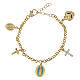 Pulsera de latón dorado Virgen de Fátima con zircones blancos Amen s1