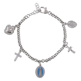 Pulsera Nuestra Señora de Fátima con circonitas blancas Amen en latón rodinado
