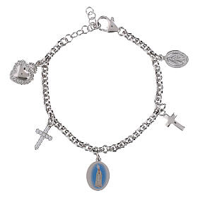 Bracciale Madonna di Fatima con zirconi bianchi Amen in ottone rodiato
