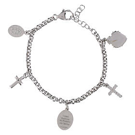 Bracciale Madonna di Fatima con zirconi bianchi Amen in ottone rodiato