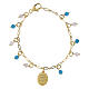 Pulsera de latón dorado con granos angelita celeste y jaspe rojo Virgen de Fátima Amen s2
