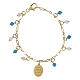 Bracciale in ottone dorato con grani angelite celeste e diaspro bianco Madonna di Fatima Amen s3