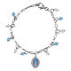 Pulsera granos angelita celeste y jaspe rojo de latón rodiado Virgen de Fátima Amen s1
