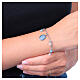 Pulsera granos angelita celeste y jaspe rojo de latón rodiado Virgen de Fátima Amen s2