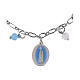Pulsera granos angelita celeste y jaspe rojo de latón rodiado Virgen de Fátima Amen s3