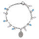 Pulsera granos angelita celeste y jaspe rojo de latón rodiado Virgen de Fátima Amen s4