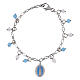 Bracciale grani angelite celeste e diaspro rosso in ottone rodiato Madonna di Fatima Amen s1