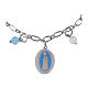 Bracciale grani angelite celeste e diaspro rosso in ottone rodiato Madonna di Fatima Amen s2