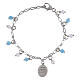 Bracciale grani angelite celeste e diaspro rosso in ottone rodiato Madonna di Fatima Amen s3