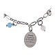 Bracciale grani angelite celeste e diaspro rosso in ottone rodiato Madonna di Fatima Amen s4