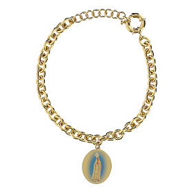 Pulsera Amen Virgen de Fátima de latón dorado con eslabones gruesos