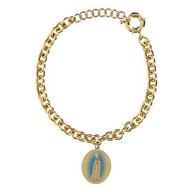 Bracelet Amen Notre-Dame de Fatima en laiton doré avec maillons épais