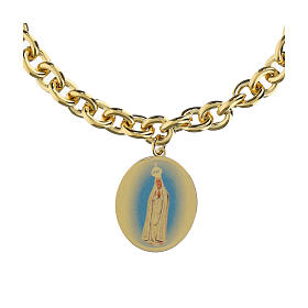 Bracelet Amen Notre-Dame de Fatima en laiton doré avec maillons épais
