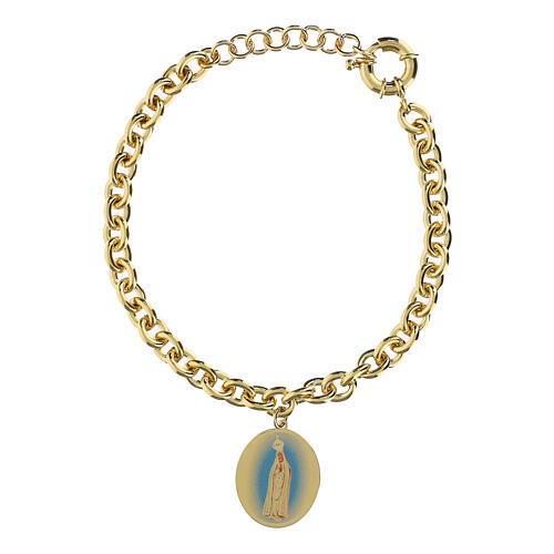 Bracelet Amen Notre-Dame de Fatima en laiton doré avec maillons épais 1