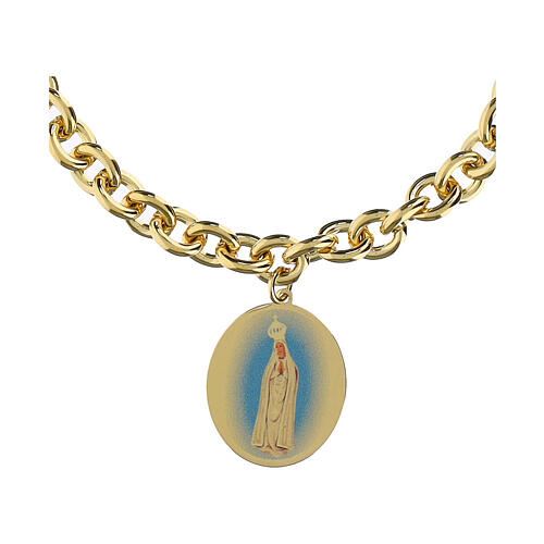 Bracelet Amen Notre-Dame de Fatima en laiton doré avec maillons épais 3
