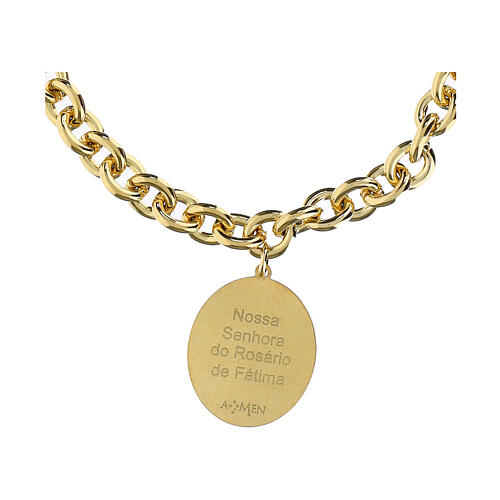 Bracciale Amen Madonna di Fatima in ottone dorato con maglie spesse 5