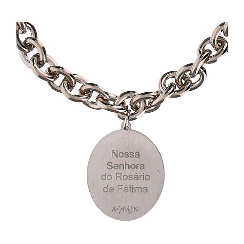 Pulsera Amen de latón rodiado con eslabones gruesos Virgen de Fátima 5