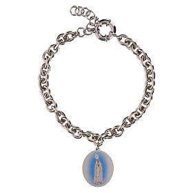 Bracelet Amen en laiton rhodié avec maillons épais Notre-Dame de Fatima