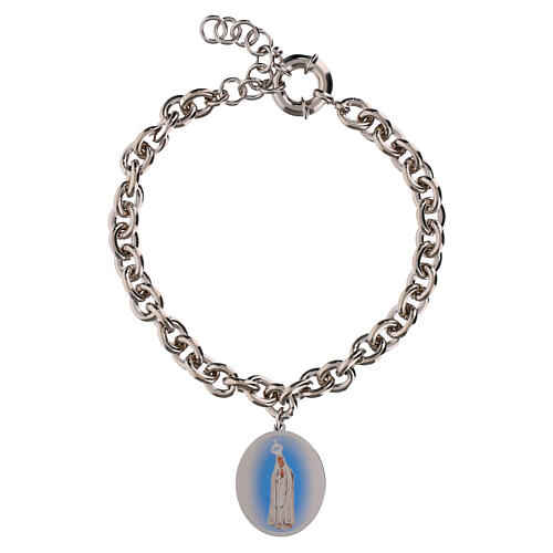Bracciale Amen in ottone rodiato con maglie spesse Madonna di Fatima 1
