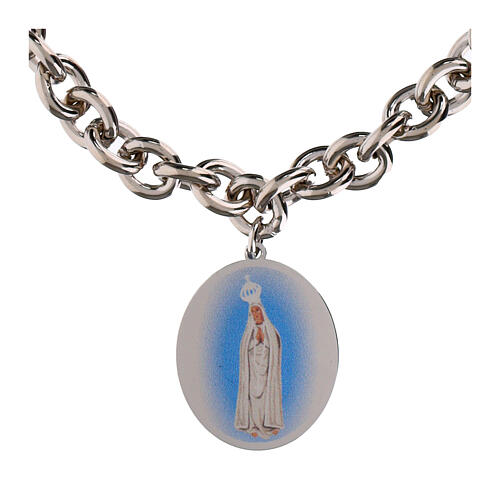 Bracciale Amen in ottone rodiato con maglie spesse Madonna di Fatima 2