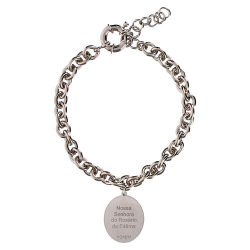 Bracciale Amen in ottone rodiato con maglie spesse Madonna di Fatima 3