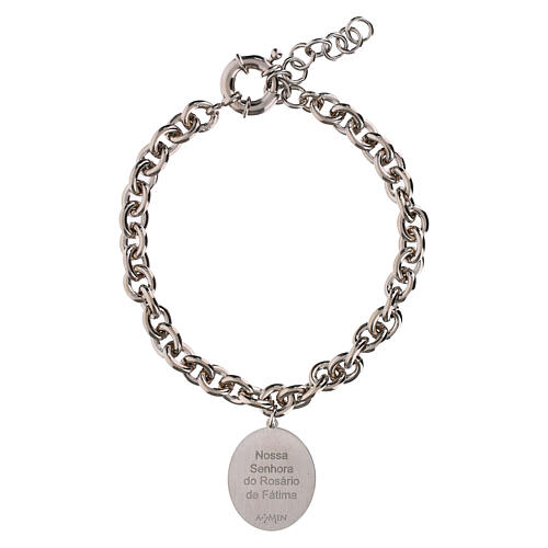 Bracciale Amen in ottone rodiato con maglie spesse Madonna di Fatima 4