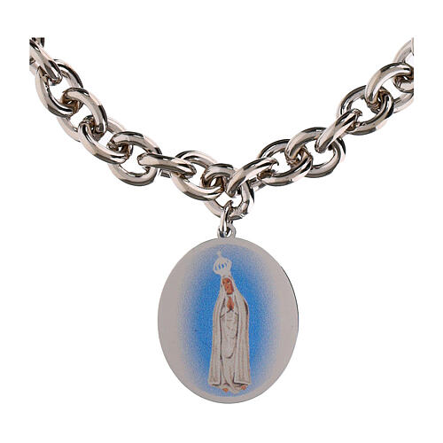 Amen Our Lady of Fatima Bracelet in rhodium-plated brass with thick links 3