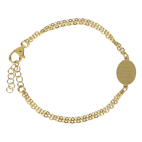 Pulsera doble cadena Amen de latón dorado medalla Virgen de Fátima 2
