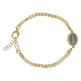 Bracciale doppia catena Amen in ottone dorato medaglia Madonna di Fatima