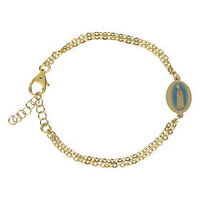 Bracciale doppia catena Amen in ottone dorato medaglia Madonna di Fatima