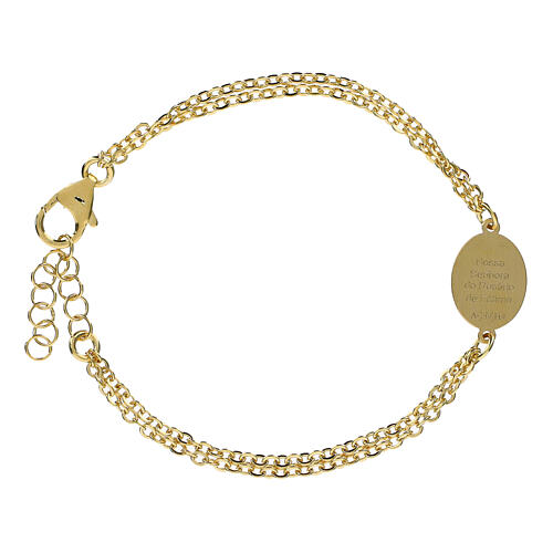 Double Chain Bracelet with Gold Brass Medal Lady of Fatima, Amen 3