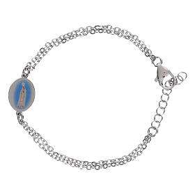 Bracelet Amen double chaîne médaille Notre-Dame de Fatima en laiton doré