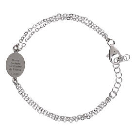 Bracelet Amen double chaîne médaille Notre-Dame de Fatima en laiton doré