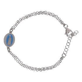 Bracelet Amen double chaîne médaille Notre-Dame de Fatima en laiton doré