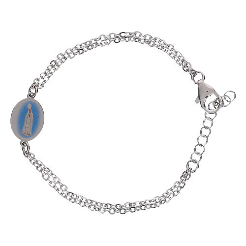 Bracciale Amen doppia catena medaglia Madonna di Fatima in ottone dorato 1