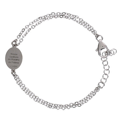 Bracciale Amen doppia catena medaglia Madonna di Fatima in ottone dorato 2