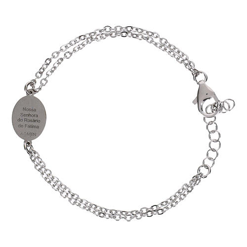 Amen Our Lady of Fatima bracelet double chain medal in gold-plated brass 3