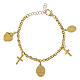Pulsera Amen de latón dorado con zircones blancos colgantes y medalla Nuestra Señora de Guadalupe s3