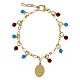 Bracciale ottone dorato gemme angelite celeste diaspro rosso medaglia Nostra Signora Guadalupe s2