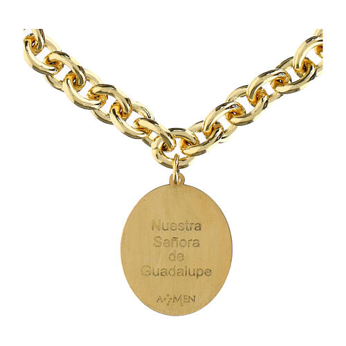 Pulsera eslabones gruesos de latón dorado Amen medalla Virgen de Fátima 5